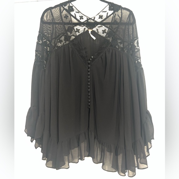 Free People All Night Long Button Lace Tunic in black - Picture 4 of 6